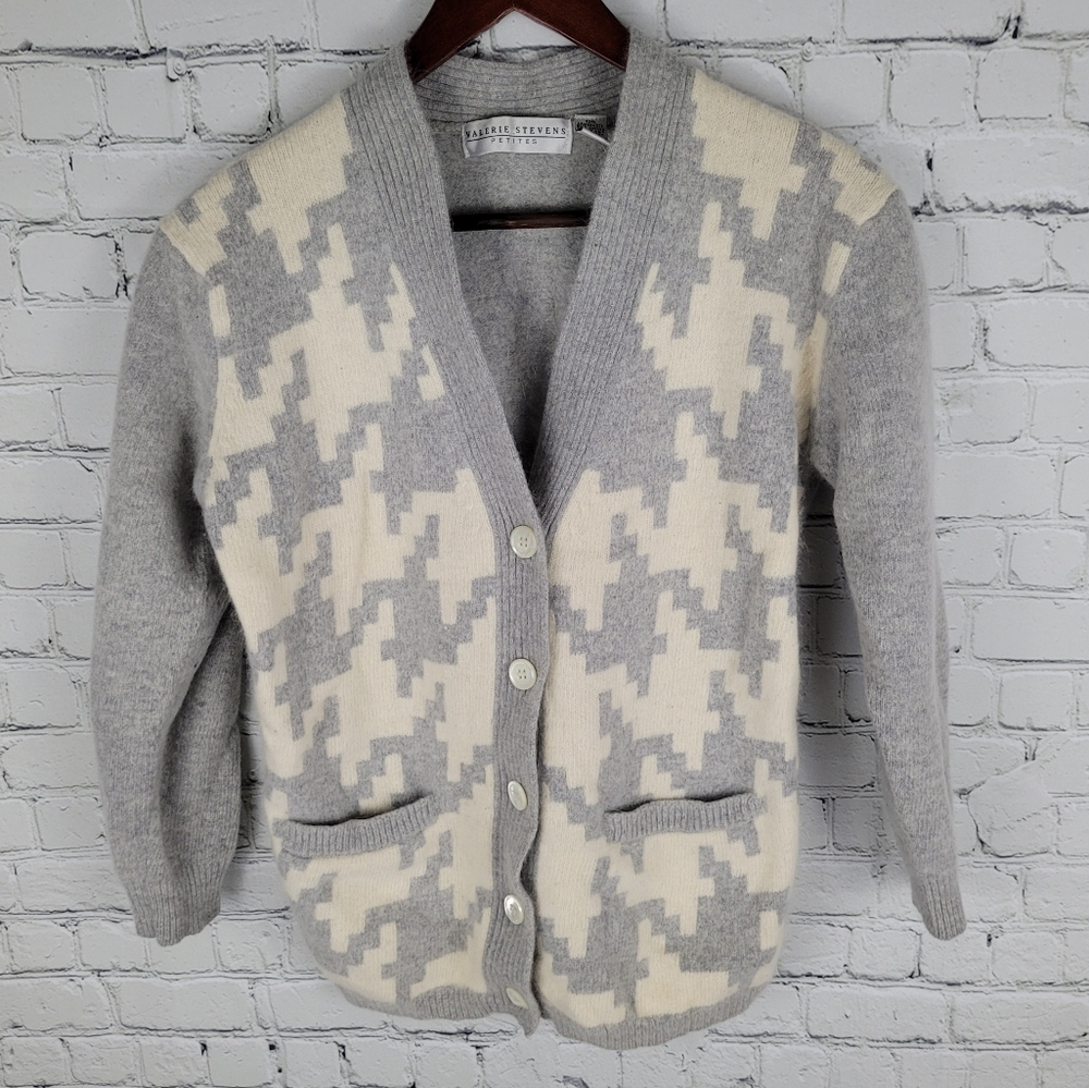 VALERIE STEVENS | vintage lambswool & angora blend 5 button cardigan sweater
